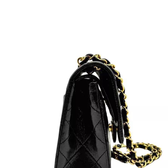 💝Auth Chanel Double Flap Chain Bag Matelasse Lambskin CC Logo Shoulder Black 💝 - Picture 3 of 12